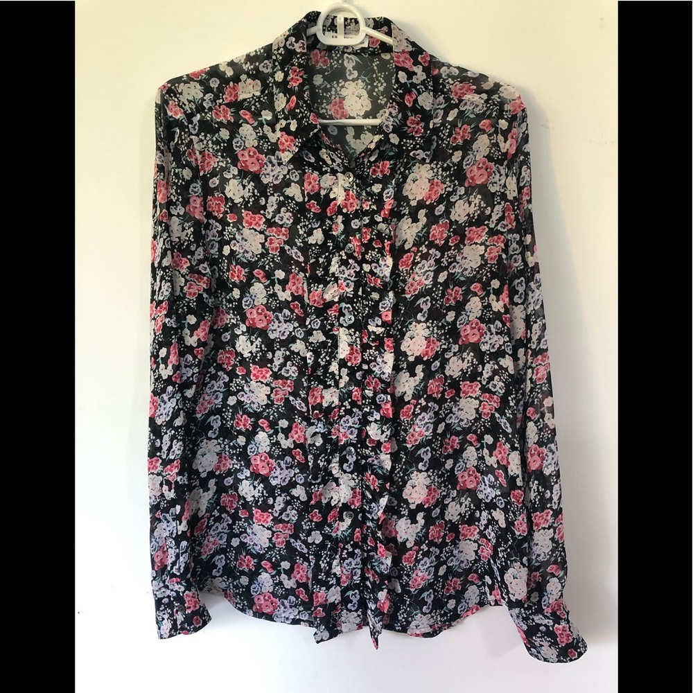 Equipment sheer ditzy floral blouse